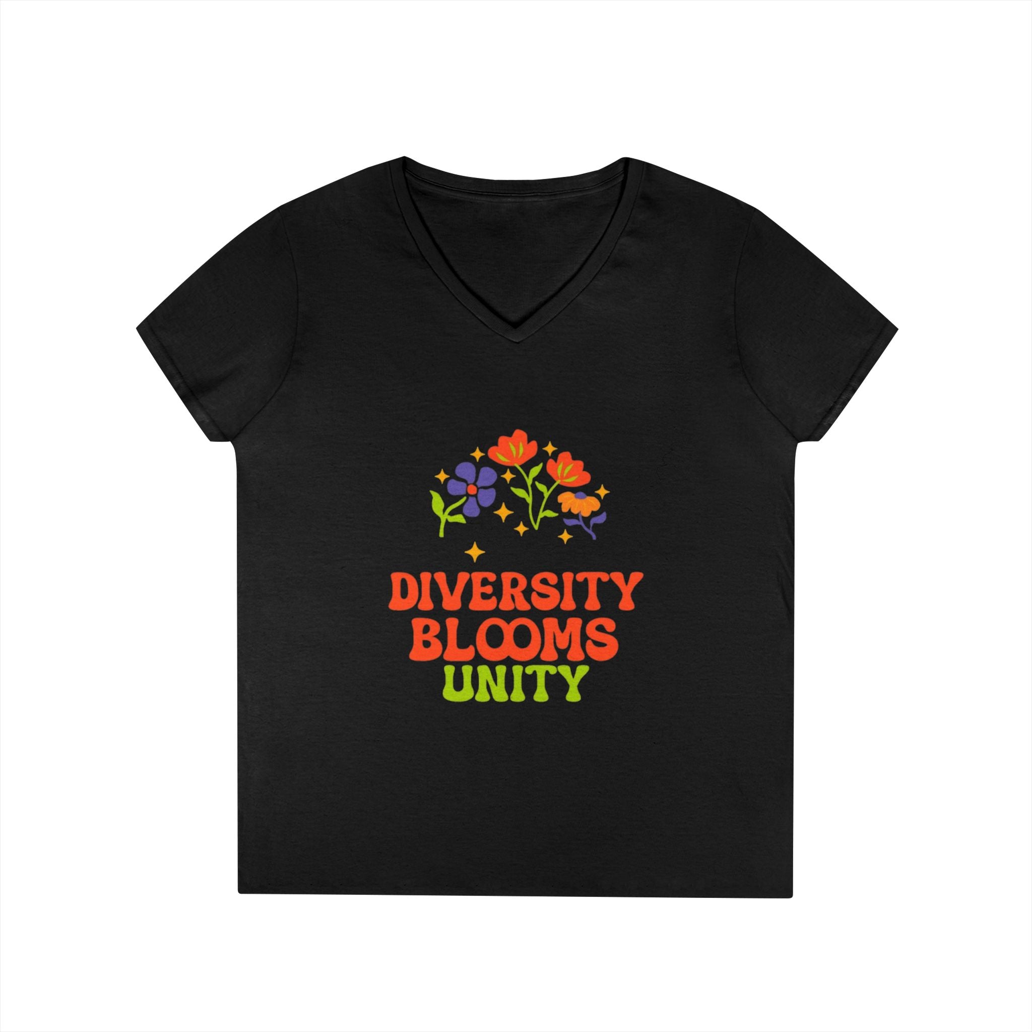 V-Neck T-Shirt Diversity Blooms Unity Floral Design