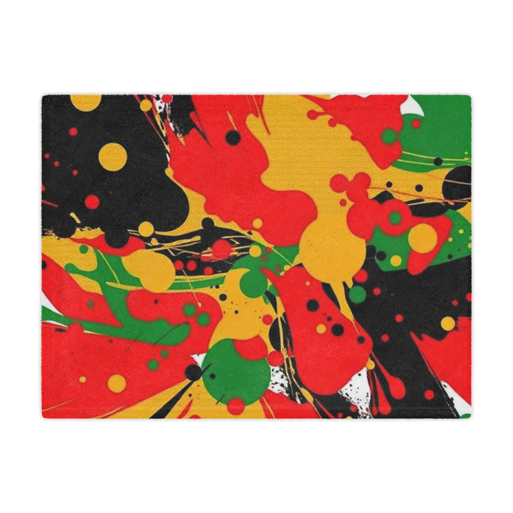 Abstract Yellow, Red, Black Microfiber Blanket