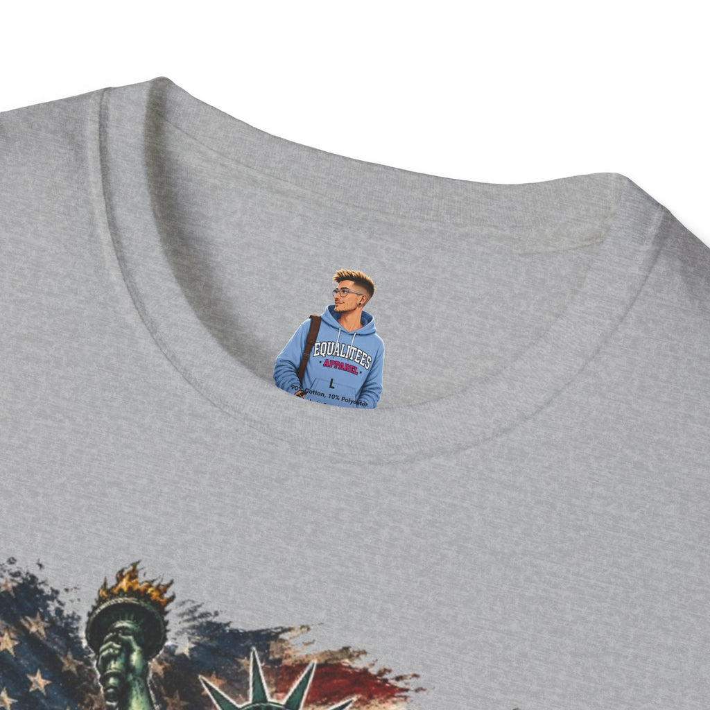 Statue of Liberty Stepping on MAGA American Flag T-Shirt — Patriotic USA Independence Day Tee