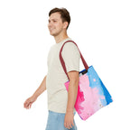 Pink, White and Blue Watercolor on Canvas Design - Tote Bag