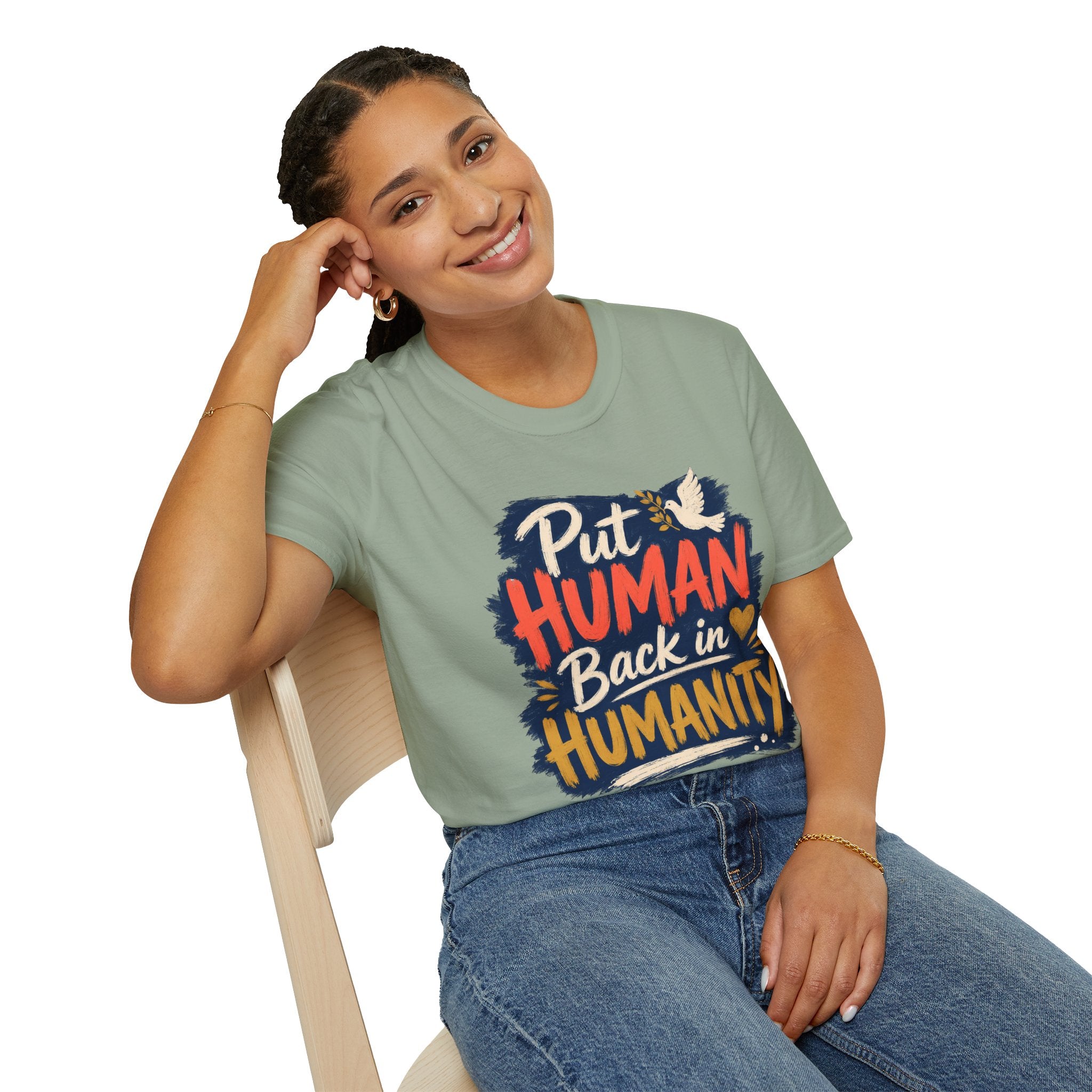 Put Human Back in Humanity T-Shirt — Inspirational Peace Dove Tee