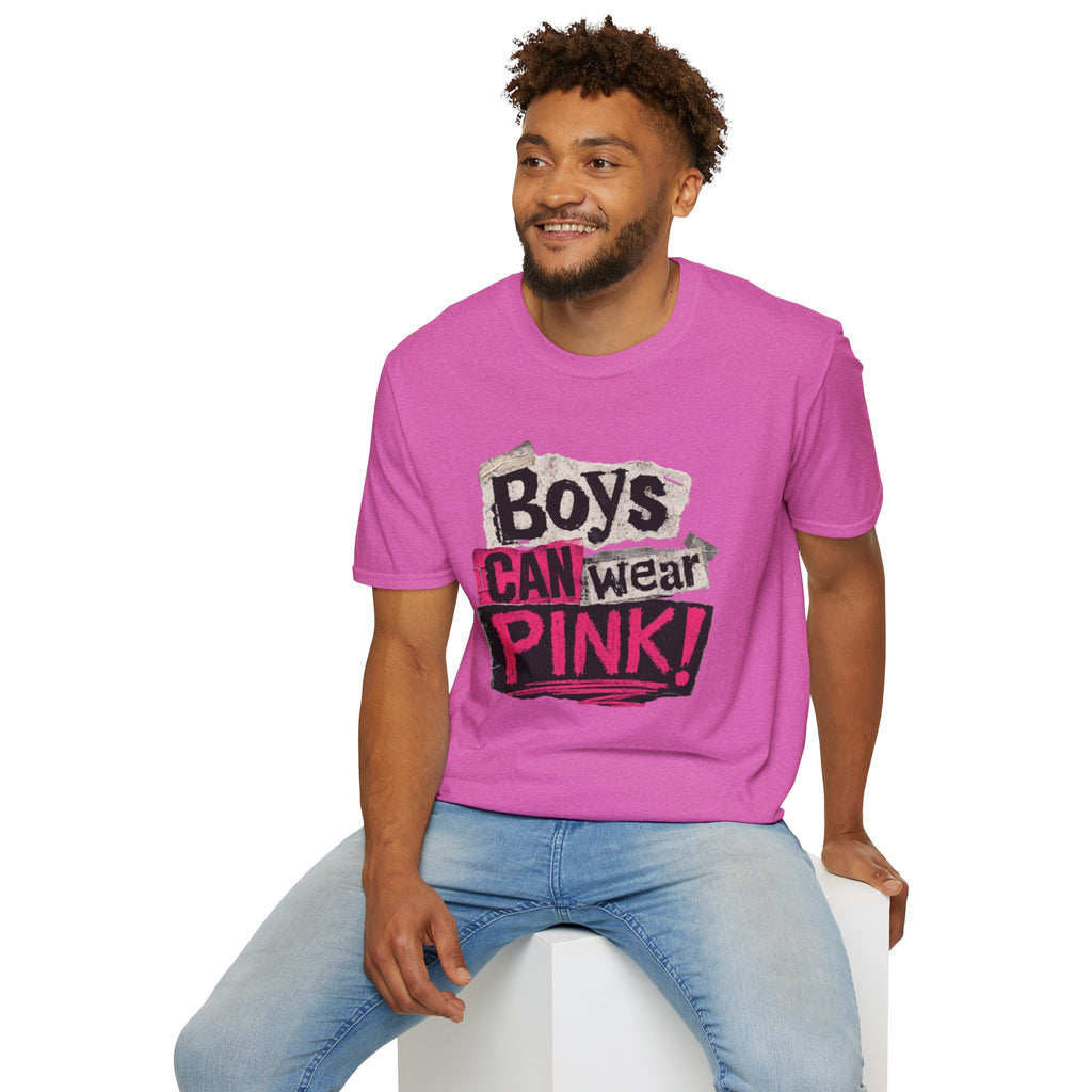 Boys Can Wear Pink T-Shirt — Bold Retro Feminist Graphic Tee