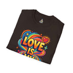 T-Shirt — "Love Is My Religion" Retro Rainbow Graphic Tee