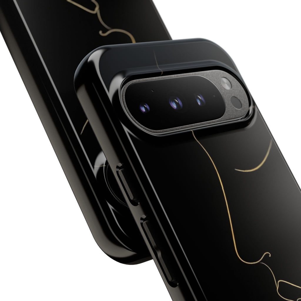 Android OR iPhone Compatible Cases - Gold Line Face Design - Unique Tough Cases