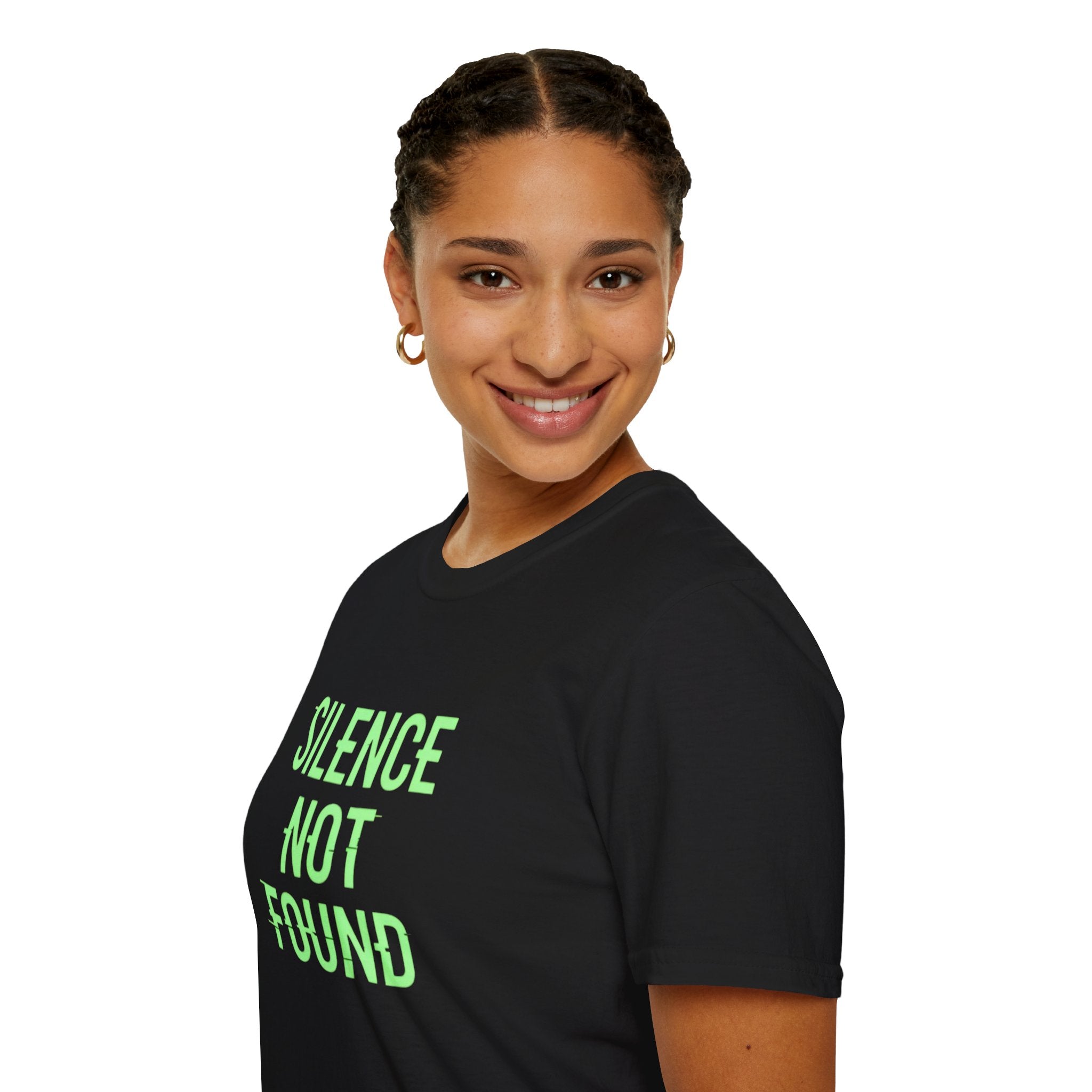 Silence Not Found T-Shirt — Bold Neon Text Tee