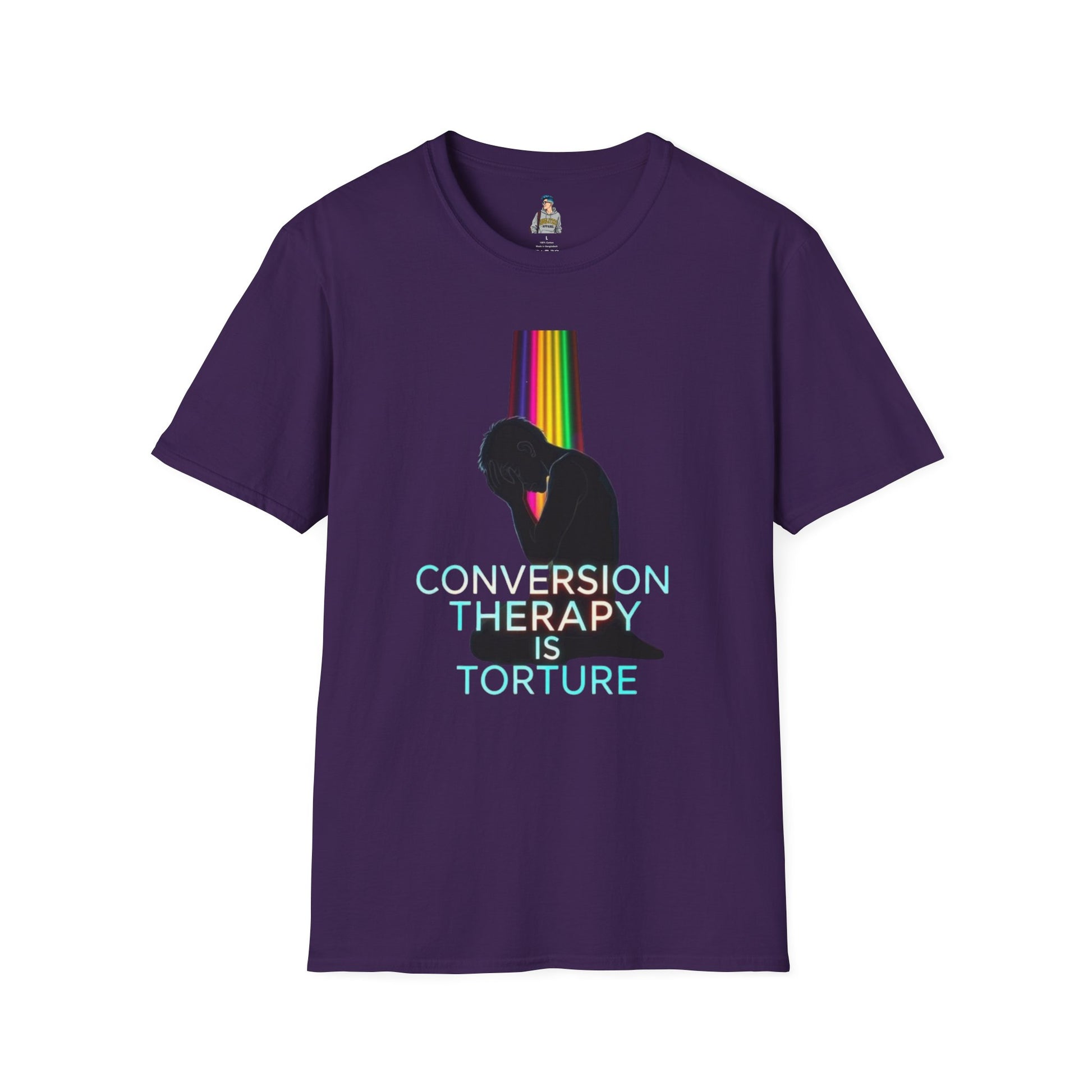 Unisex Softstyle T-Shirt: "Conversion Therapy is Torture" & "We All Belong" - LGBTQ+ Empowerment Tee