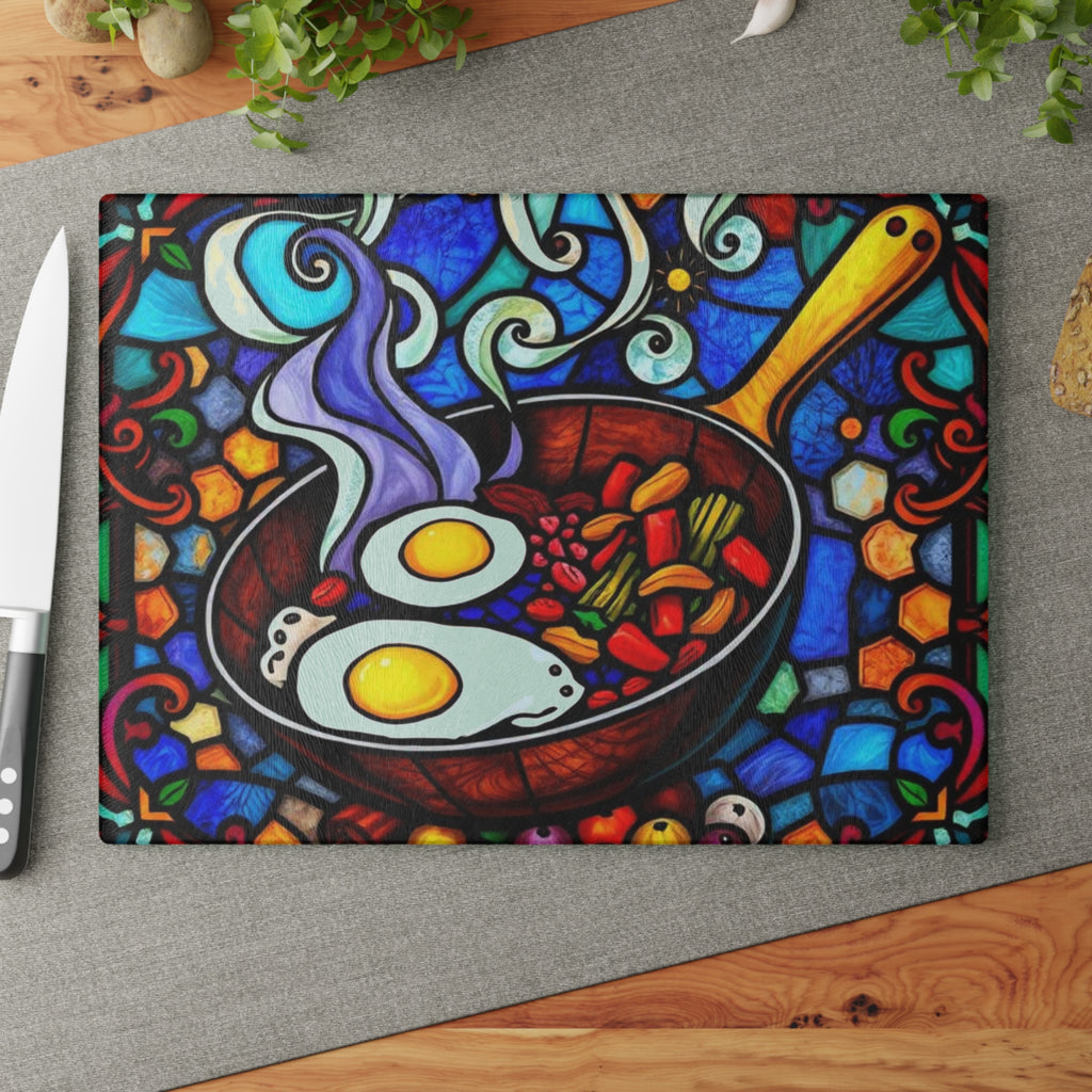 Vibrant Stained Glass Cooking Cutting Board - Perfect for Home Chefs & Food Lovers