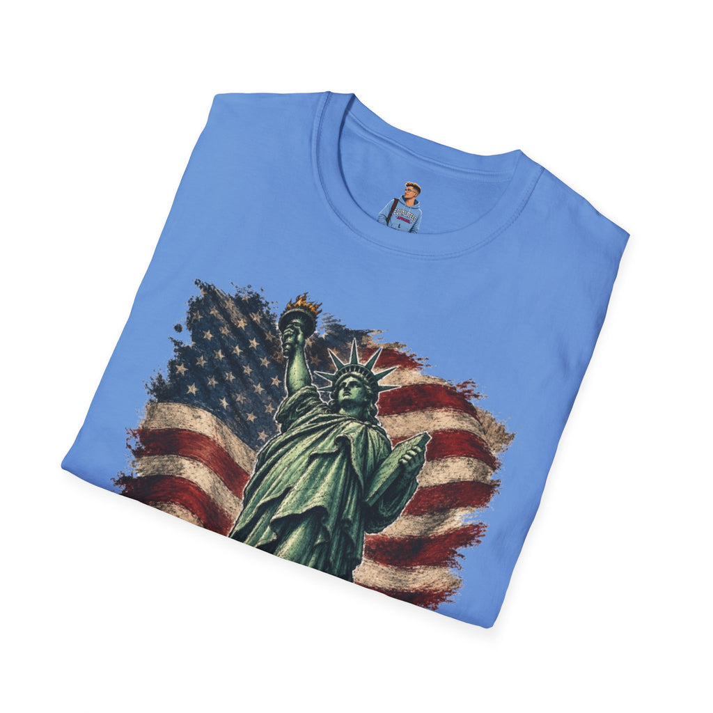 Statue of Liberty Stepping on MAGA American Flag T-Shirt — Patriotic USA Independence Day Tee