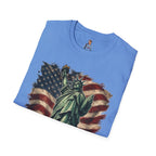 Statue of Liberty Stepping on MAGA American Flag T-Shirt — Patriotic USA Independence Day Tee