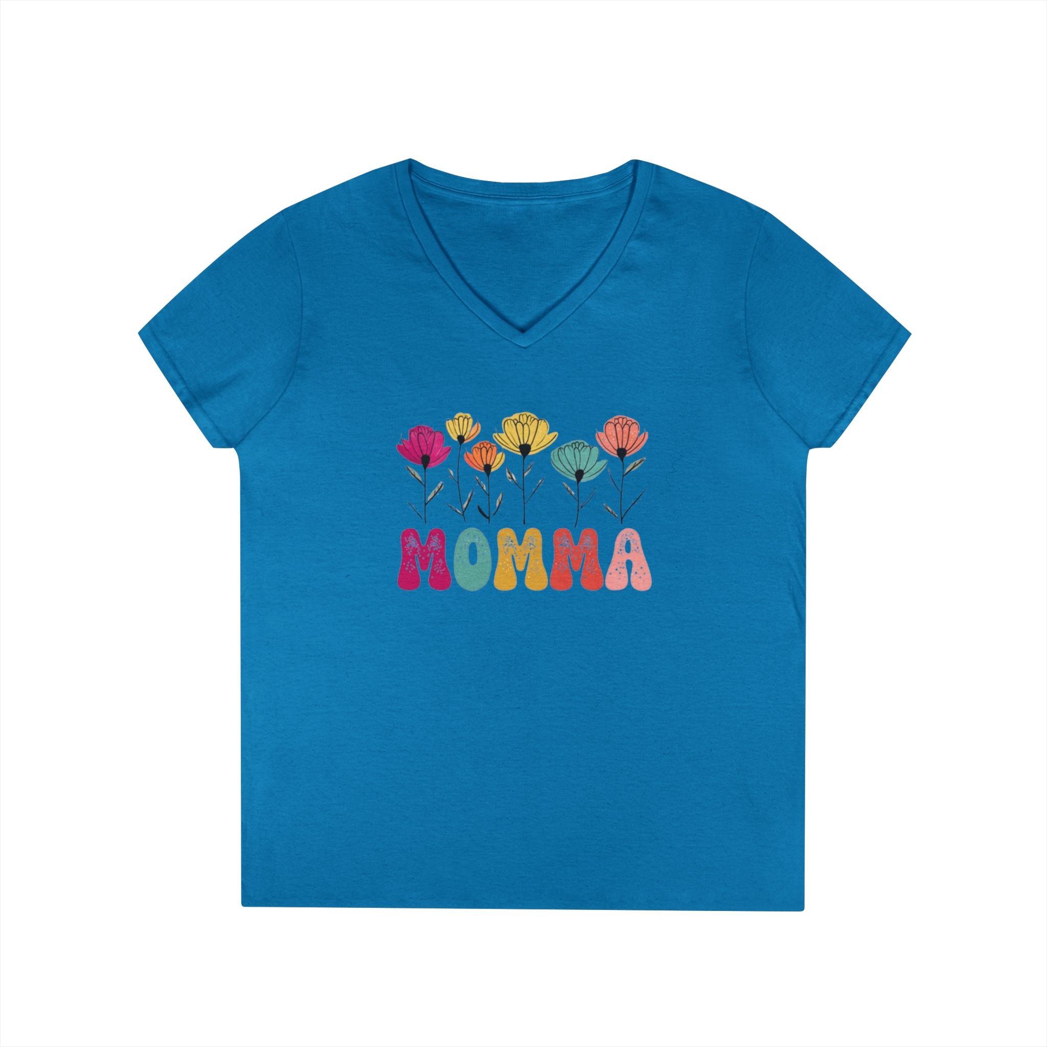 Floral Momma V-Neck T-Shirt - Stylish Gift for Moms