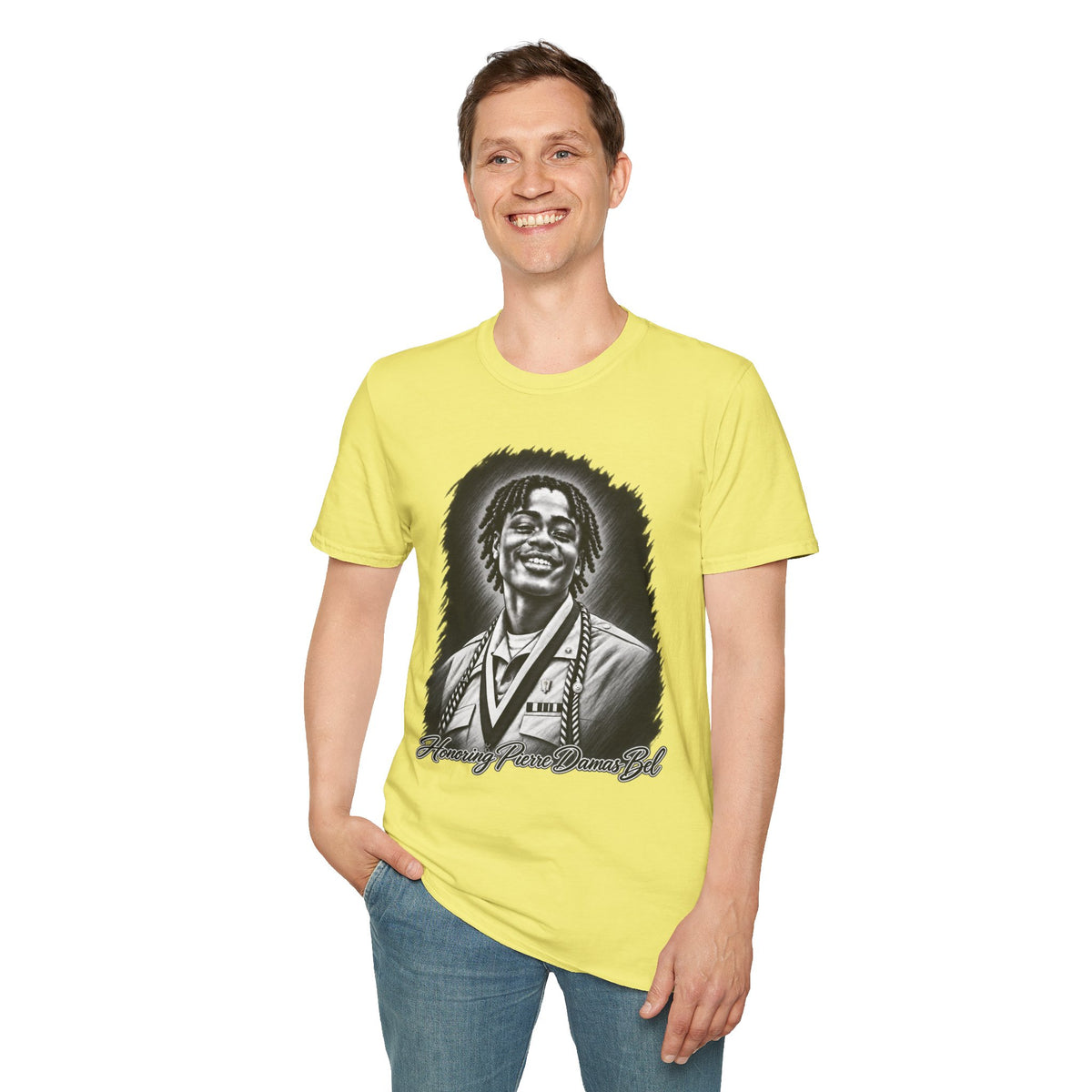 Smiling Portrait Front - In Memory of Pierre Damas Bel T-Shirt