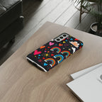 Android OR iPhone Compatible Cases - Doodle Hearts and Rainbows Design
