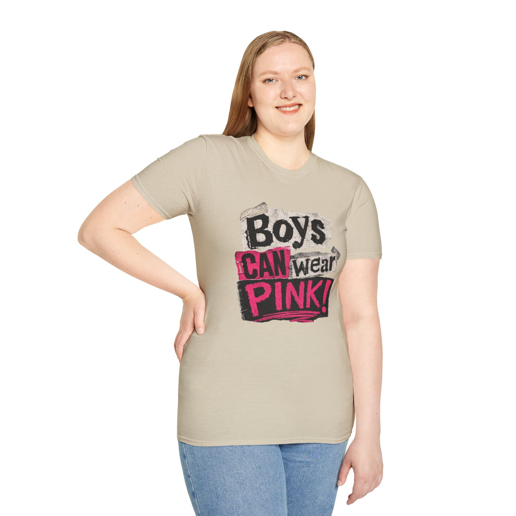 Boys Can Wear Pink T-Shirt — Bold Retro Feminist Graphic Tee