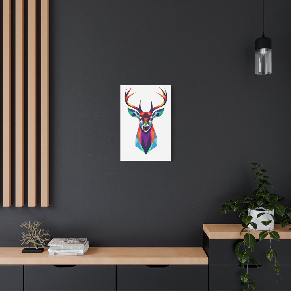 Vibrant Stag Canvas Wall Art - Colorful Geometric Deer Decor