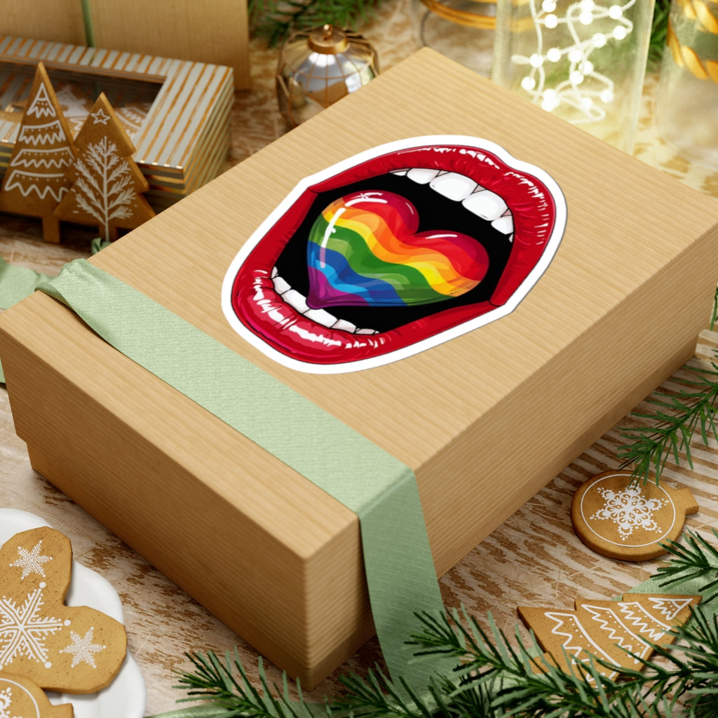 Colorful Rainbow Heart Tongue-Cut Stickers - Fun and Vibrant LGBTQ+ Pride Decals