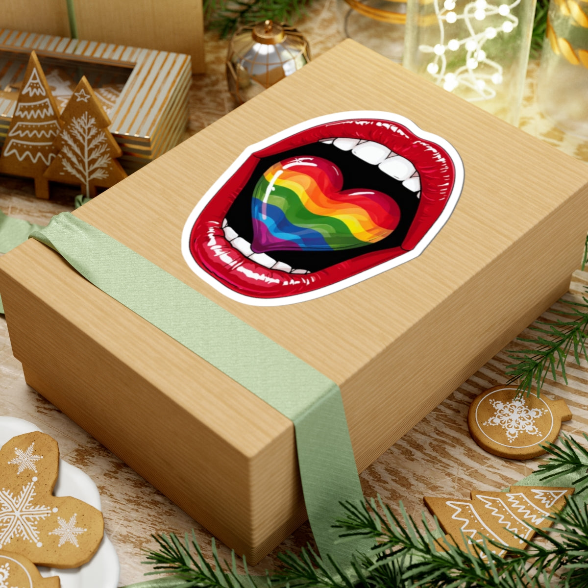 Colorful Rainbow Heart Tongue-Cut Stickers - Fun and Vibrant LGBTQ+ Pride Decals