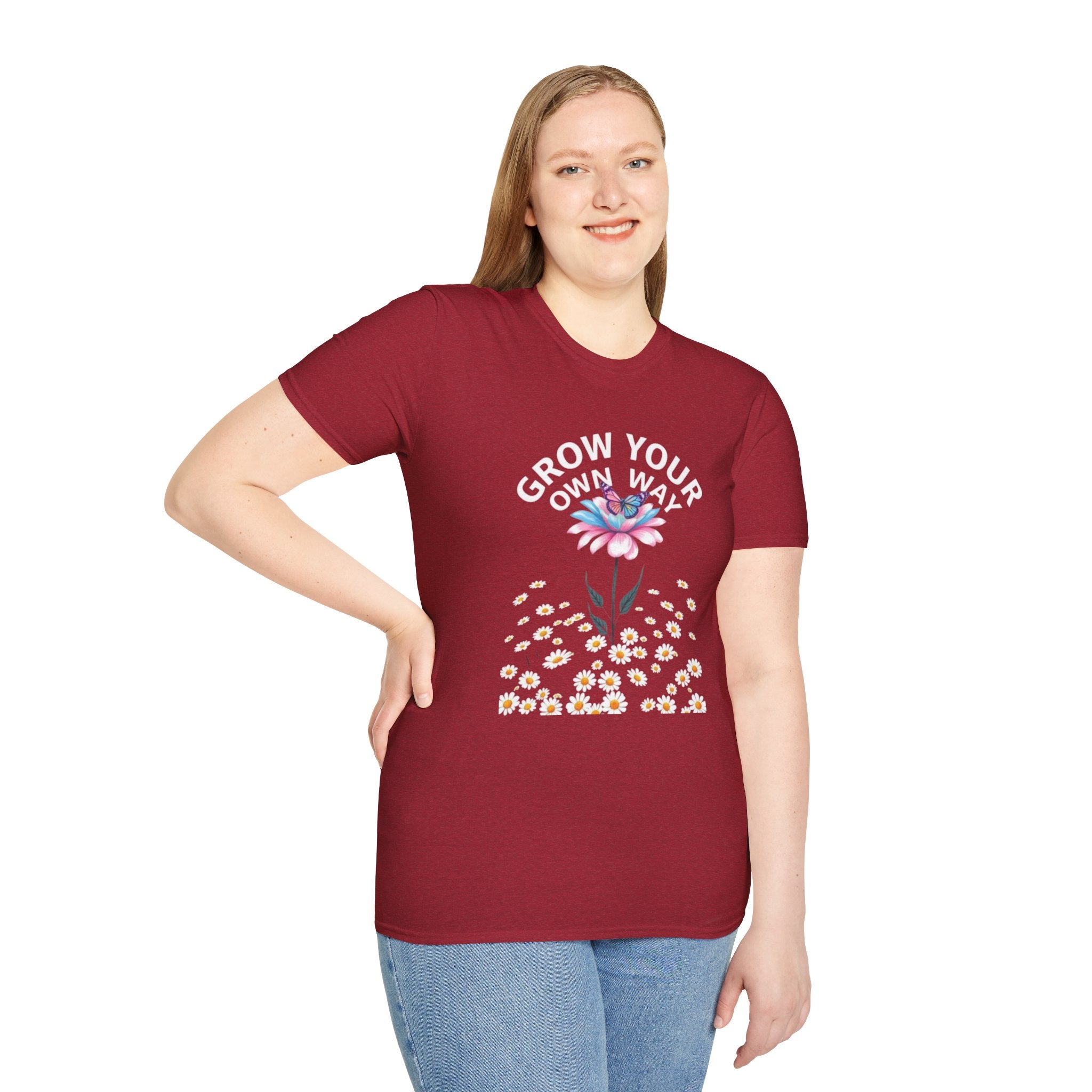 Grow Your Own Way Trans Pride Unisex T-Shirt - Floral Design for Garden Lovers