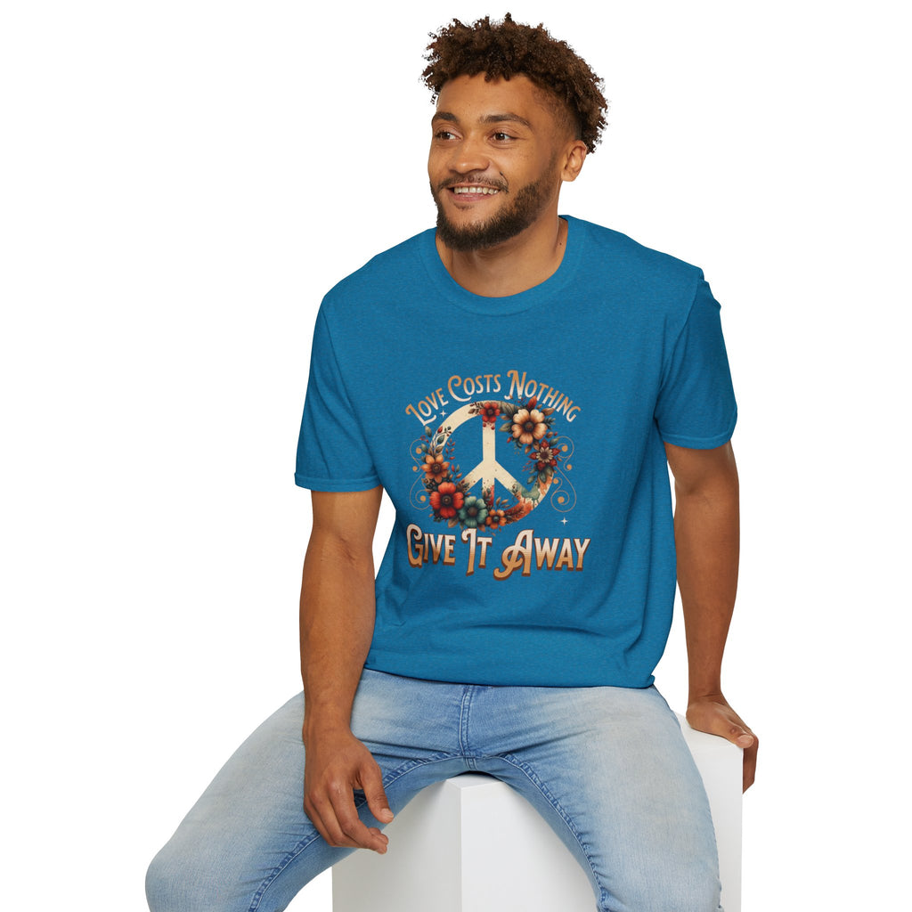 Unisex Softstyle T-Shirt - Love Costs Nothing, Give It Away Floral Peace Design