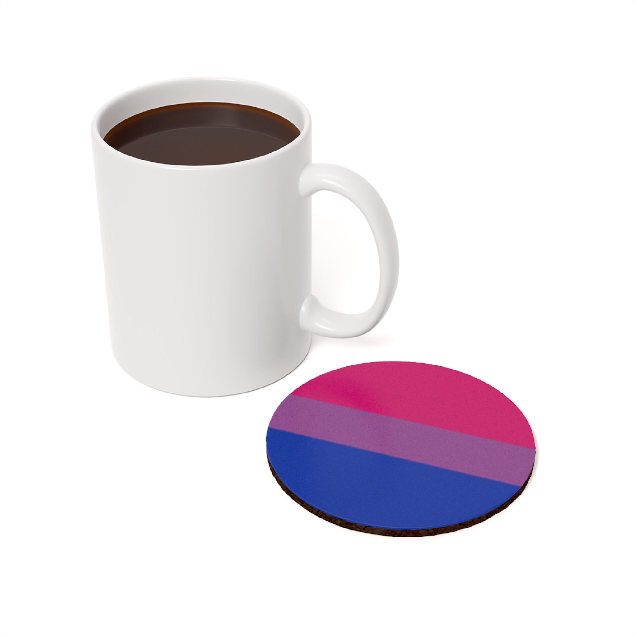 Bisexual Pride Cork Back Coaster - Bi Pride Colors - Perfect for Celebrations and Everyday Use