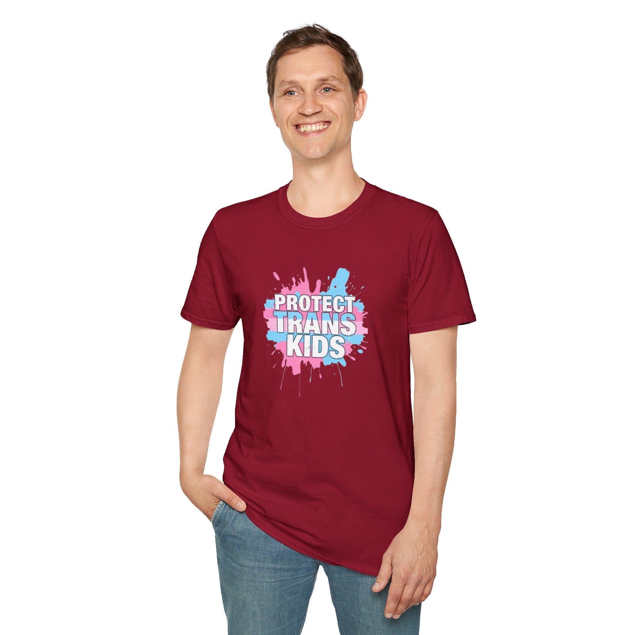 Protect Trans Kids Unisex Softstyle T-Shirt - Supportive LGBTQ+ Apparel