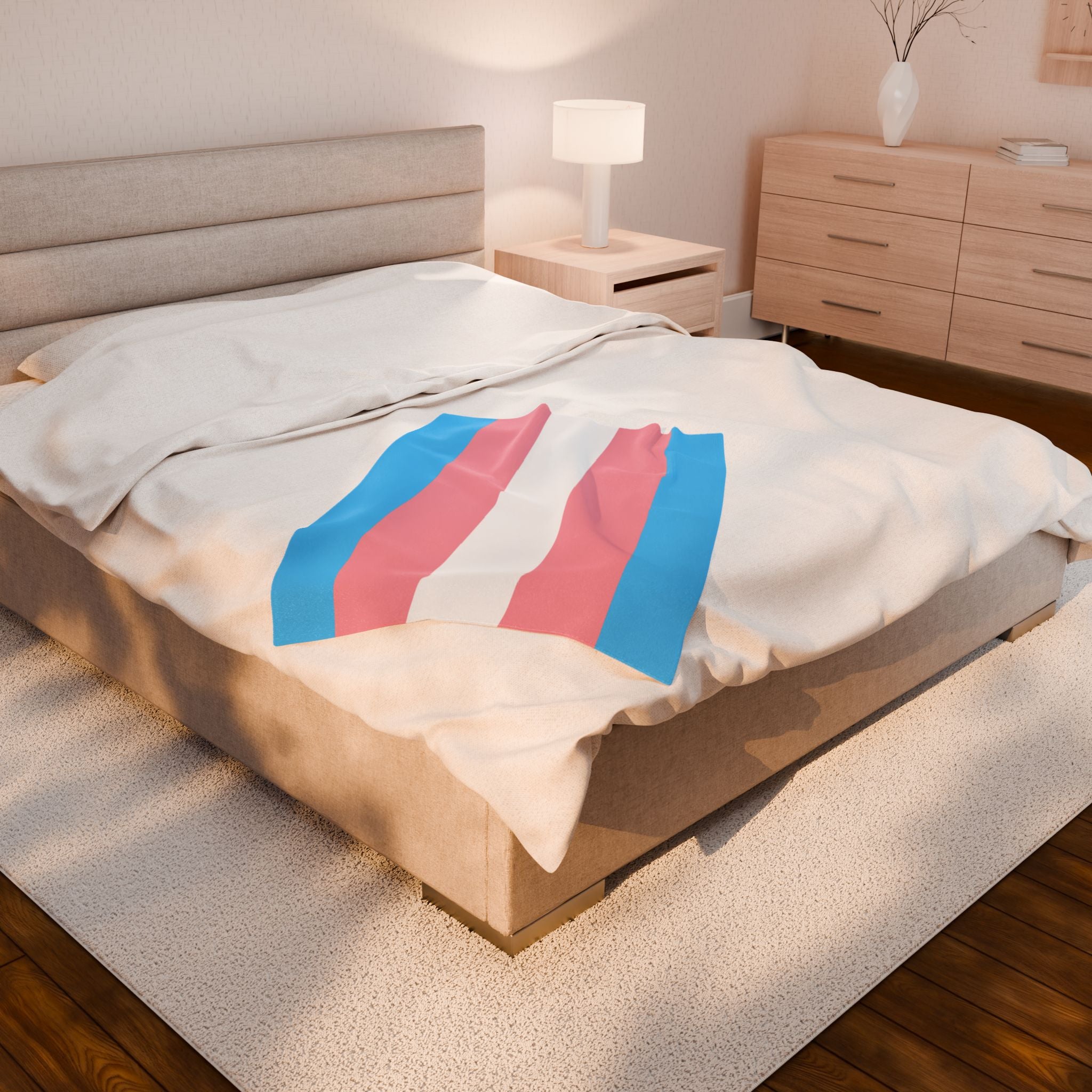 Trans Pride Flag Velveteen Plush Blanket
