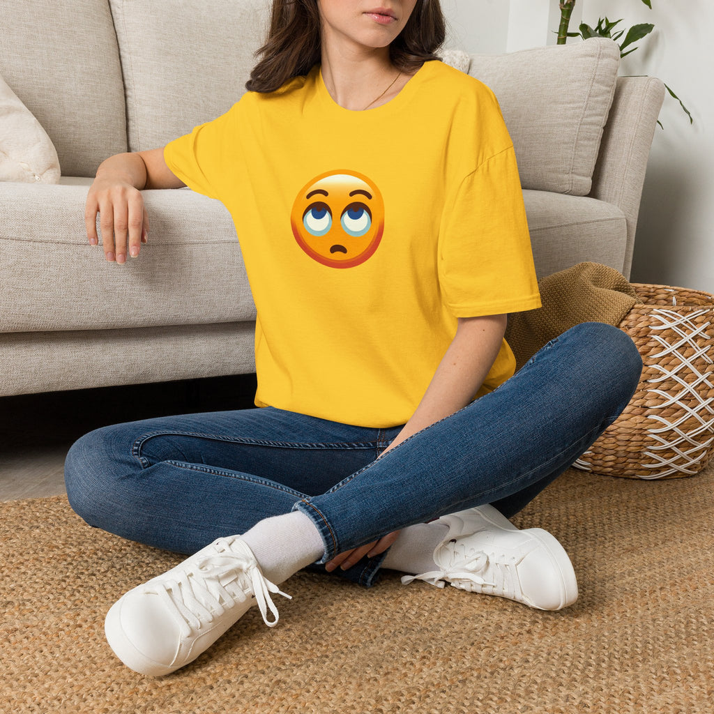 Unisex Softstyle T-Shirt with Eye Roll Emoji | Casual Graphic Tee for Everyday Humor
