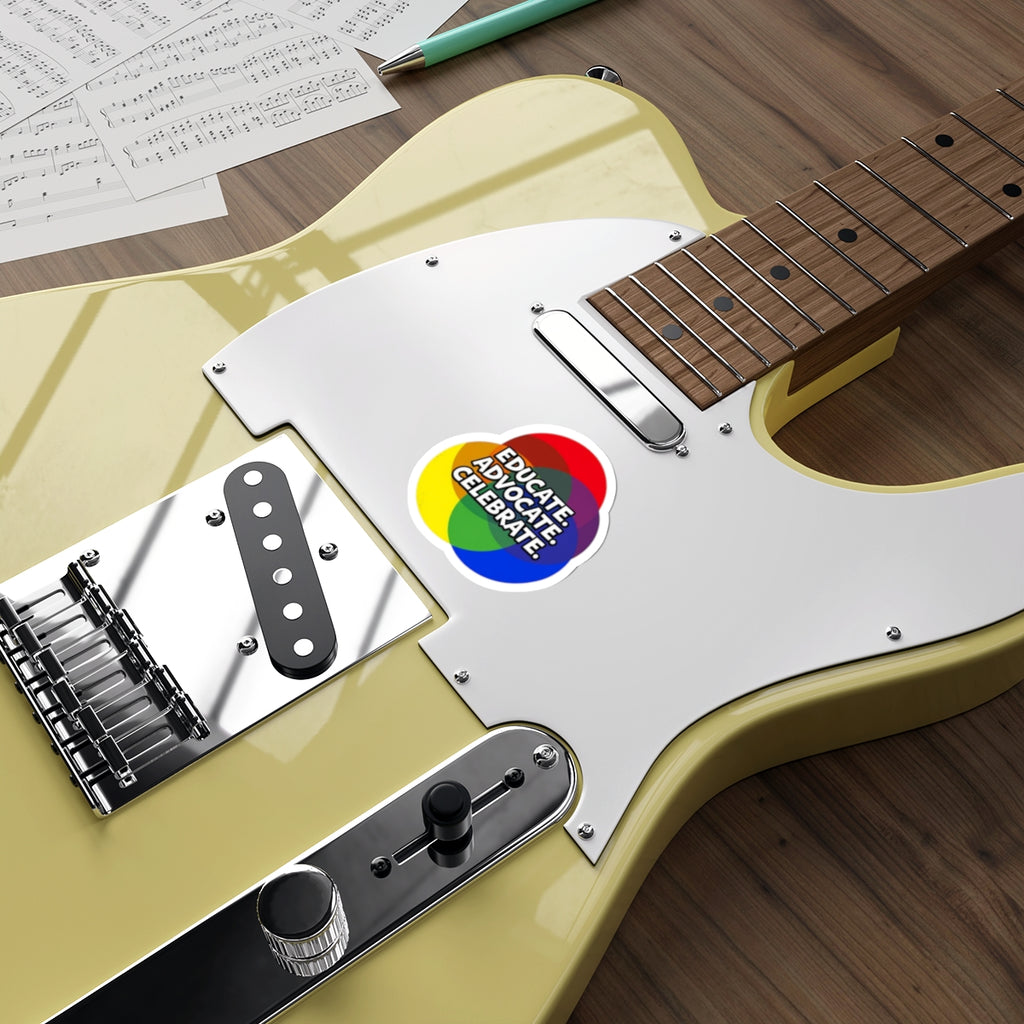 Vibrant Die-Cut Stickers - "Educate. Advocate. Celebrate."