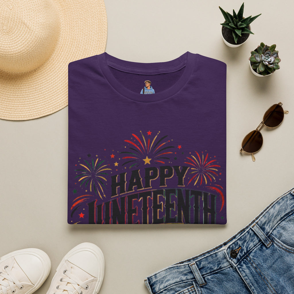 Juneteenth T-Shirt - "Happy Juneteenth" Fireworks Celebration Tee
