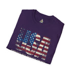 Patriotic Unisex Softstyle T-Shirt - "USA" & History Quote Design