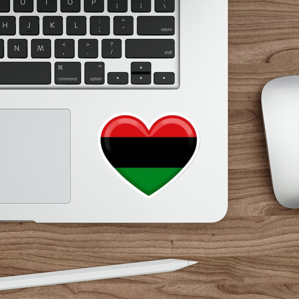 Die-Cut Stickers -  Heart design featuring Pan-African Flag Colors