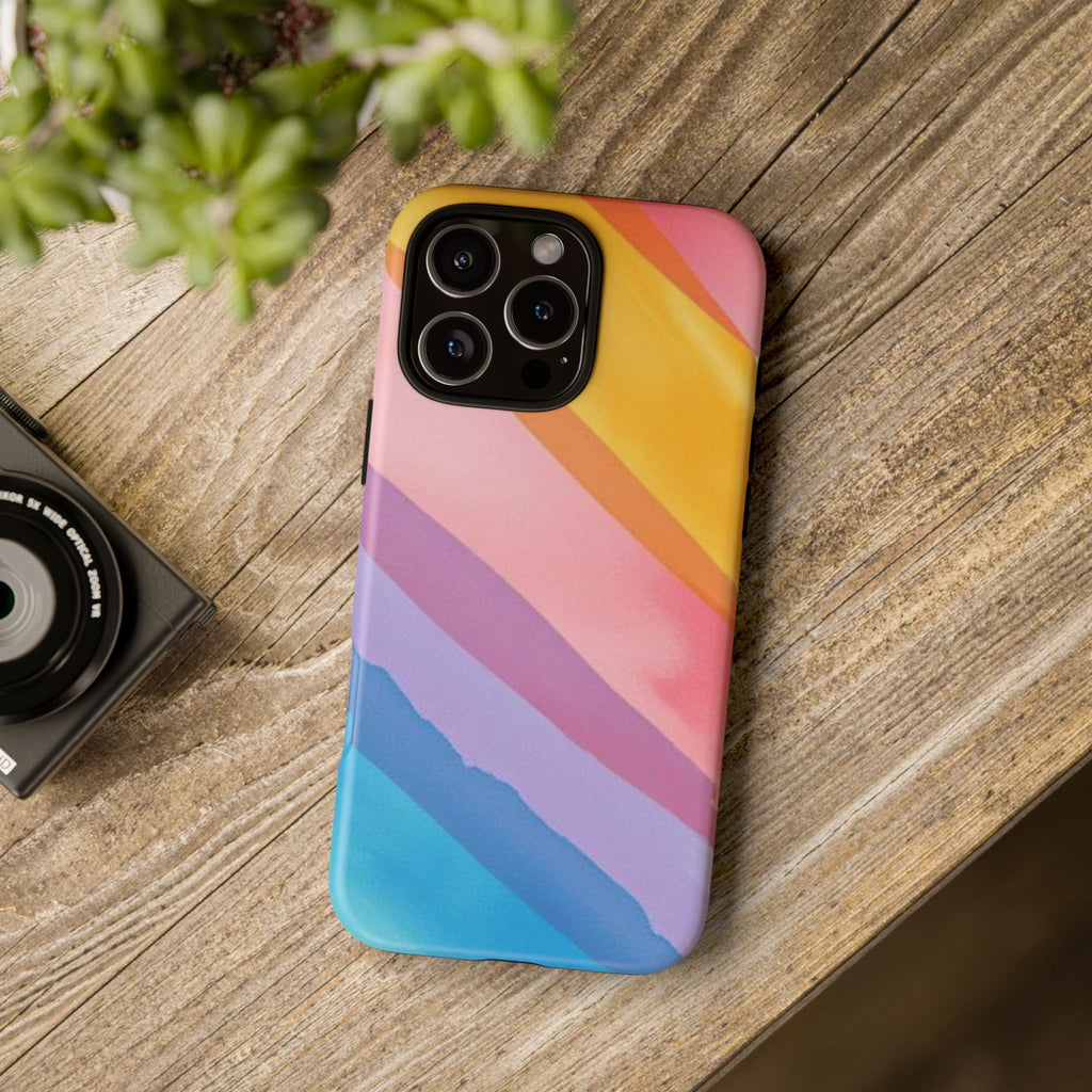 Colorful Diagonal Watercolor Tough Phone Case for iPhone