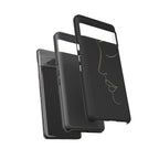 Android OR iPhone Compatible Cases - Gold Line Face Design - Unique Tough Cases