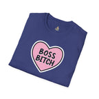 Unisex Softstyle T-Shirt - 'Boss Bitch' Heart Design - Funny Statement Tee