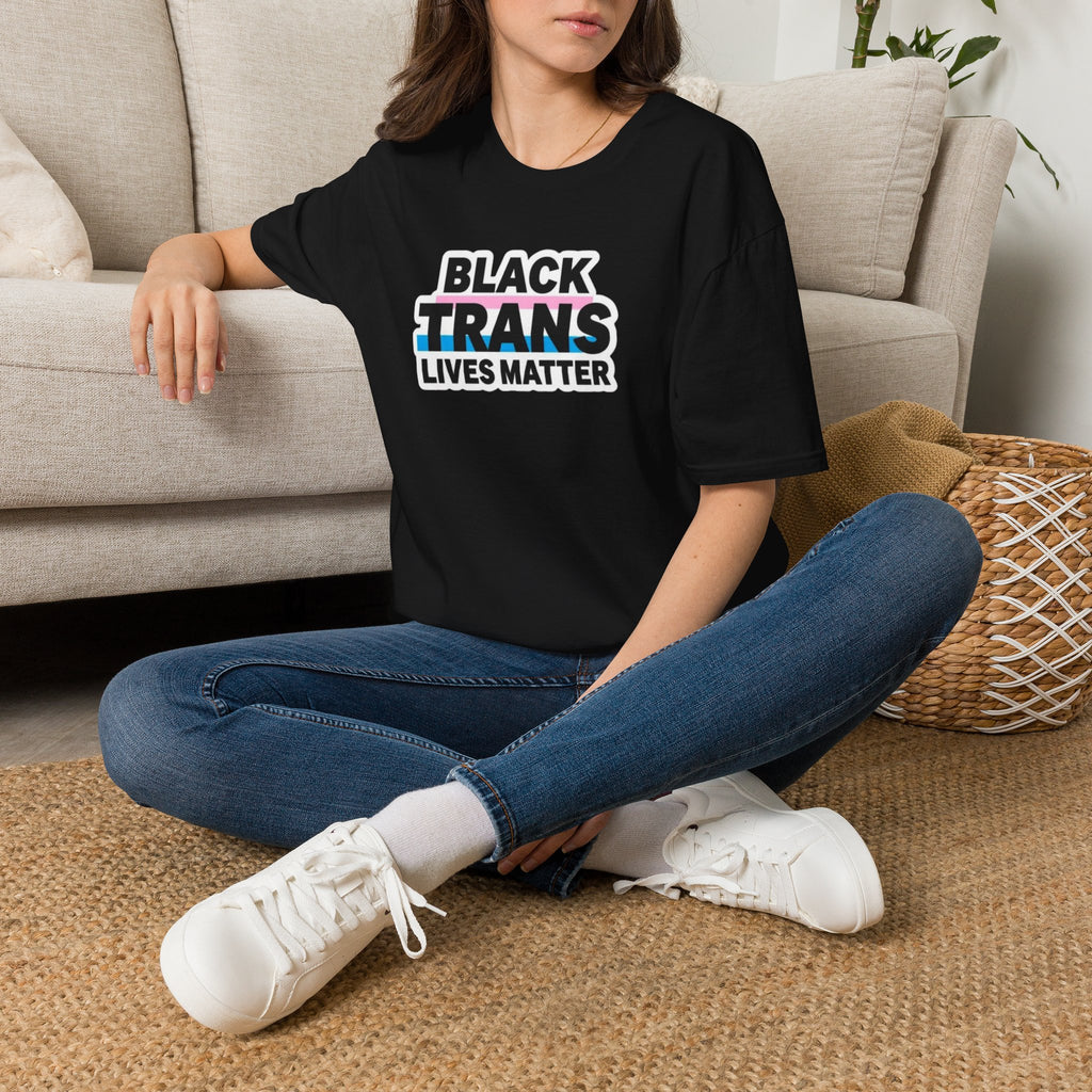 Unisex Softstyle T-Shirt - Black Trans Lives Matter Statement Tee