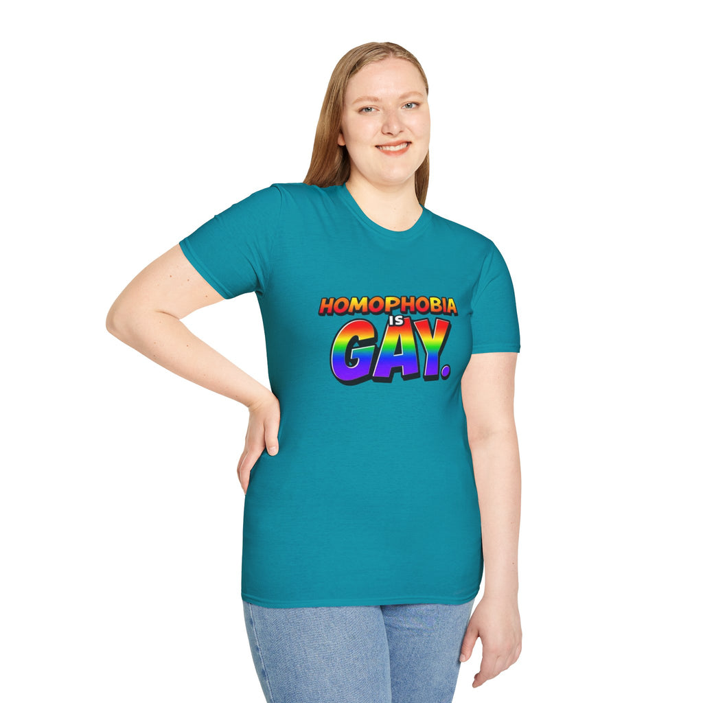 Pride T-Shirt, Homophobia Is Gay Unisex Softstyle Shirt