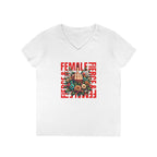 Fierce & Female V-Neck T-Shirt - Empowering Floral Tee for Women