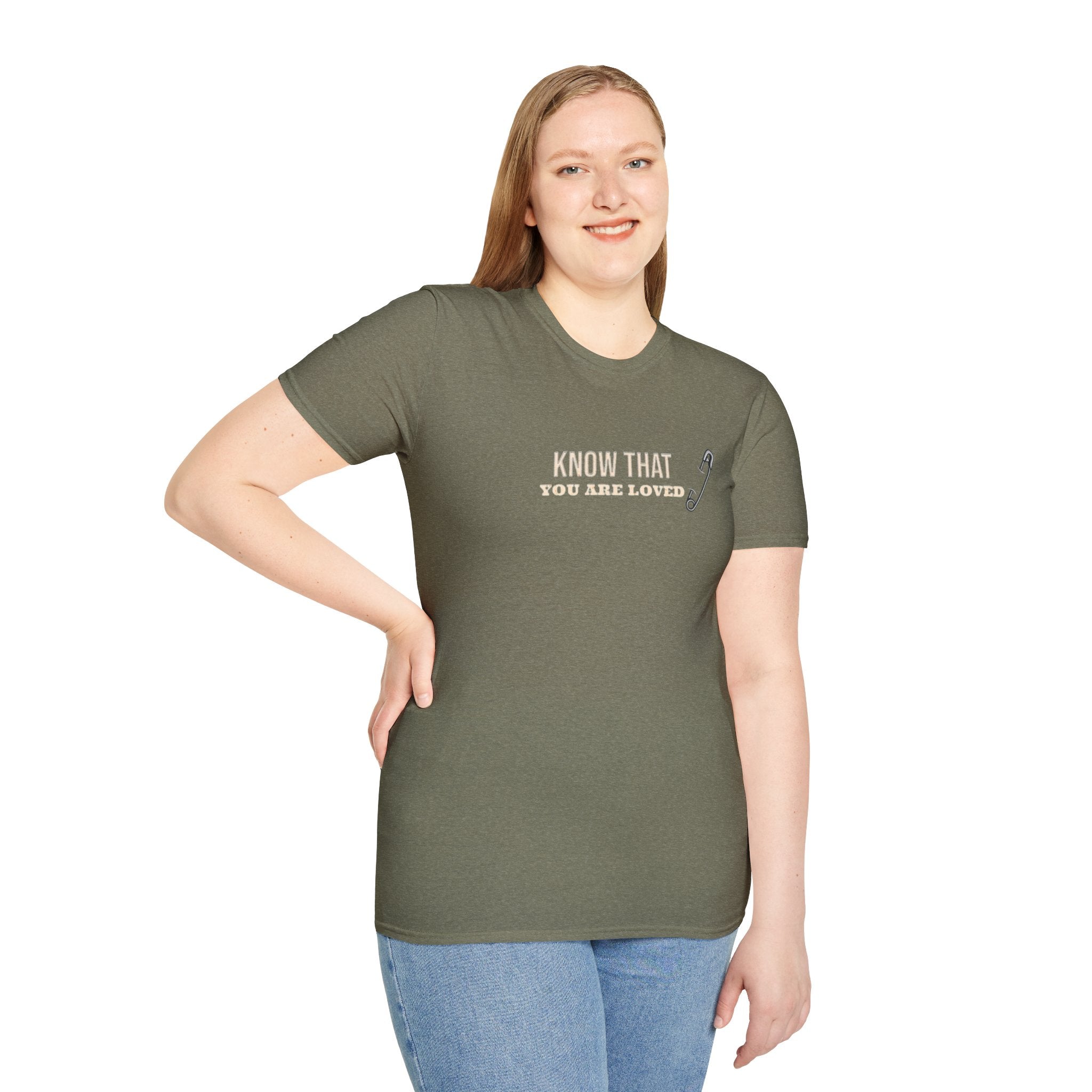 Safety Pin Know That You Are Loved Inspirational Tee Unisex Softstyle T-Shirt