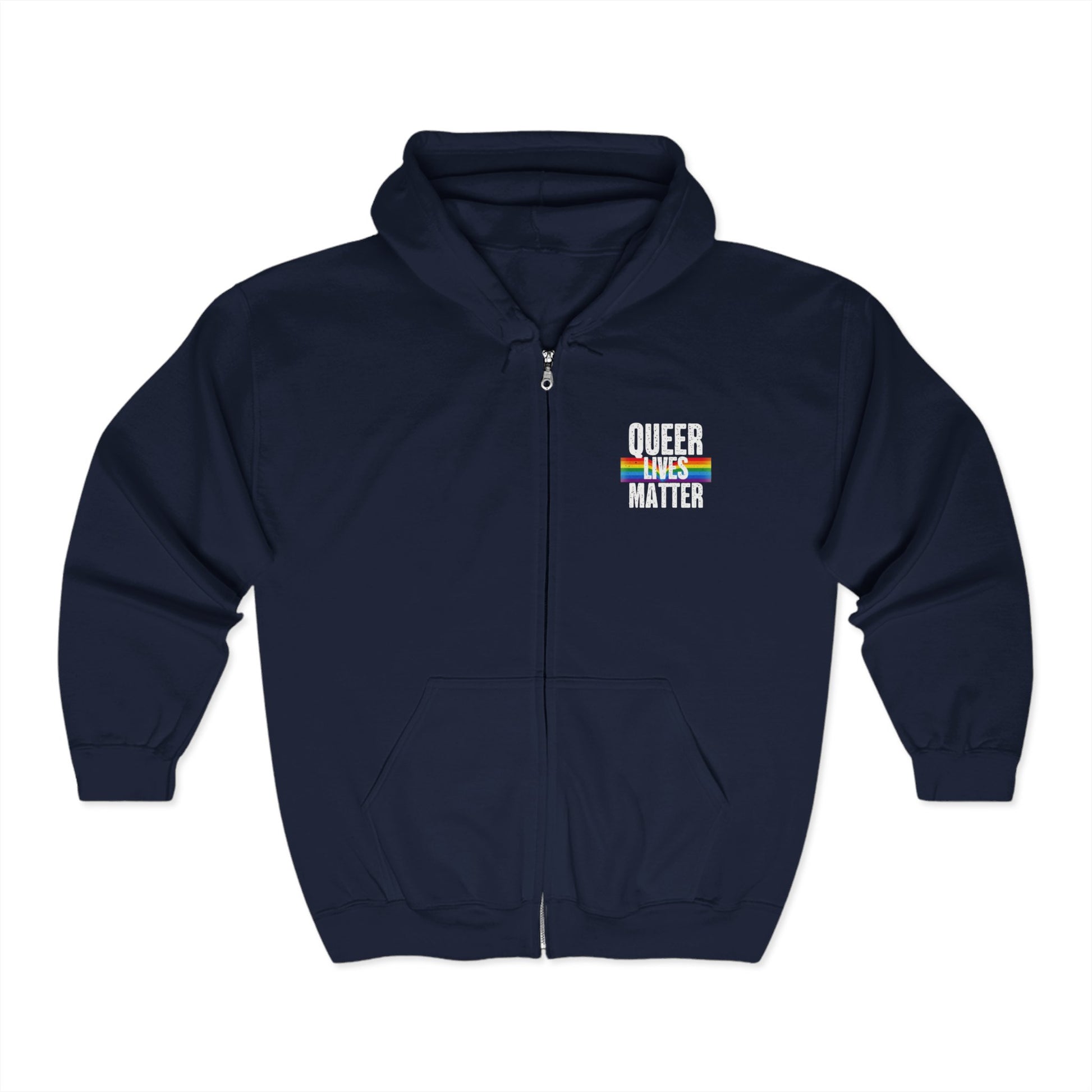 Queer Lives Matter Zip-Up Hoodie - Cozy Outdoor Style