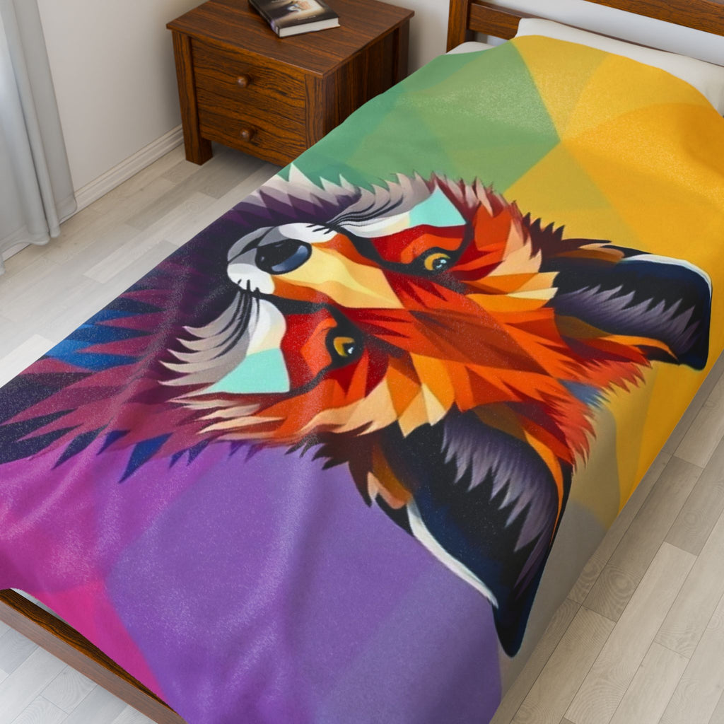 Fractal Fox Velveteen Plush Blanket