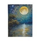 Moon over Docile Waters Impressionist Print Velveteen Plush Blanket – For Comfort and Warmth