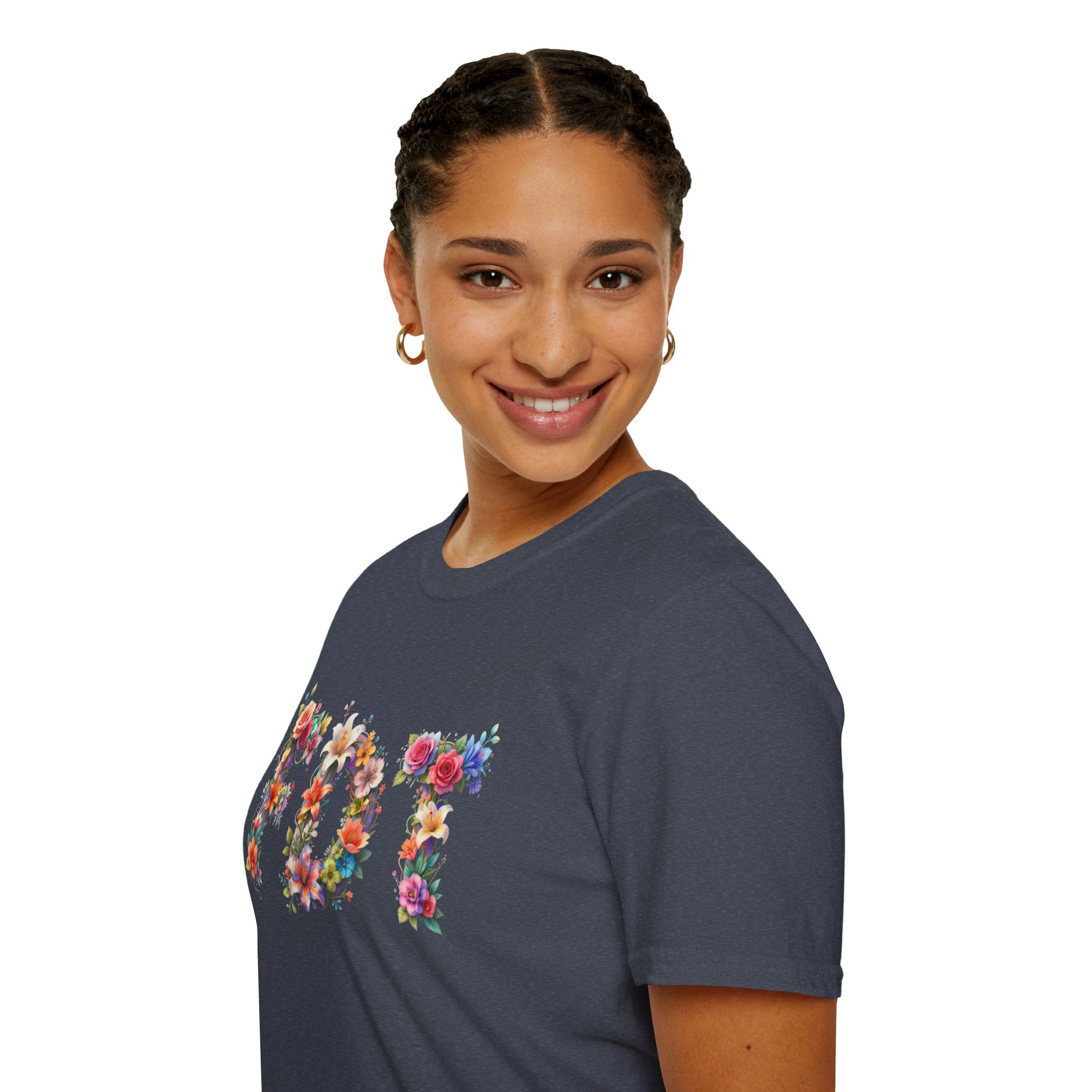 FDT Floral Letter Tee — Bold Floral Typography T-Shirt