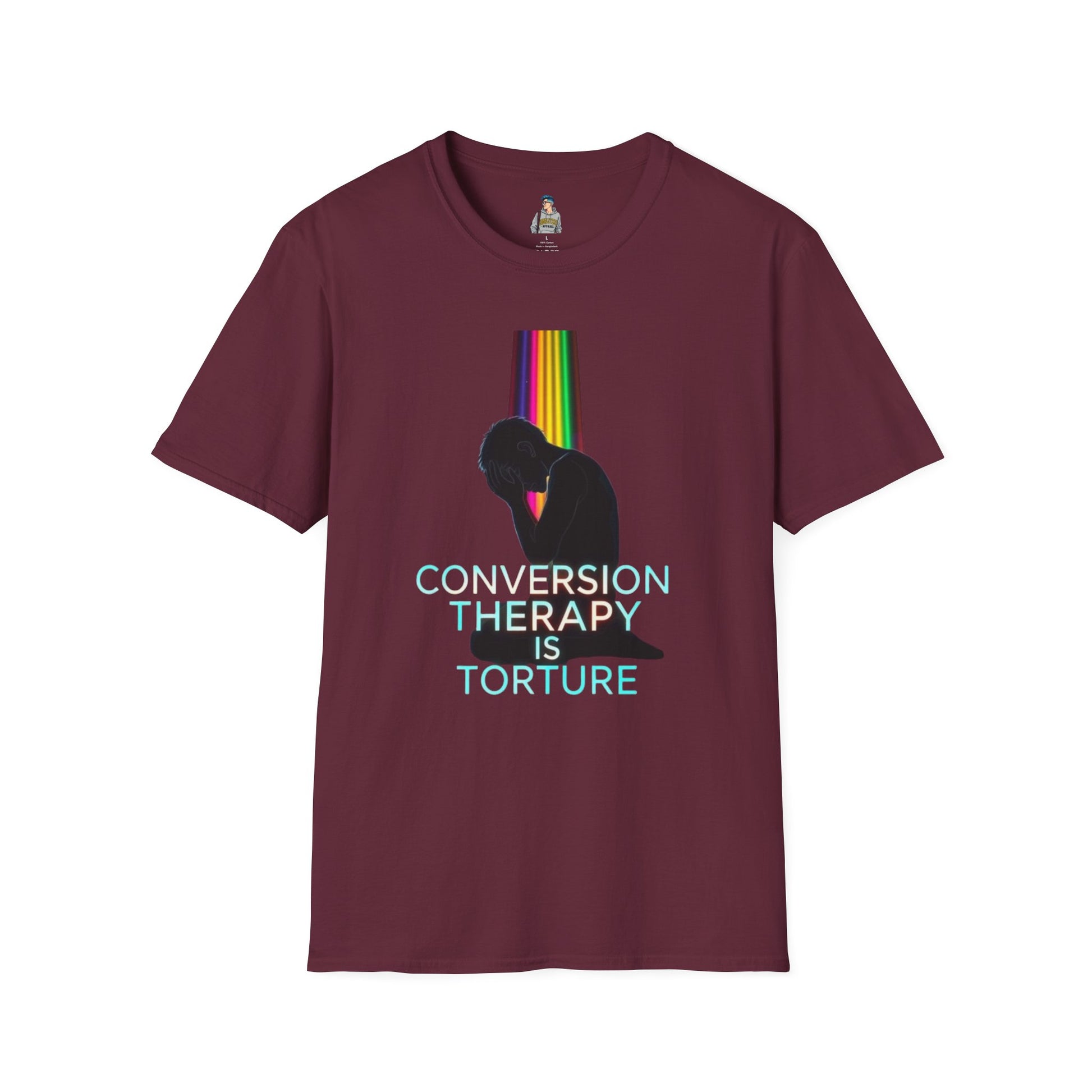 Unisex Softstyle T-Shirt: "Conversion Therapy is Torture" & "We All Belong" - LGBTQ+ Empowerment Tee