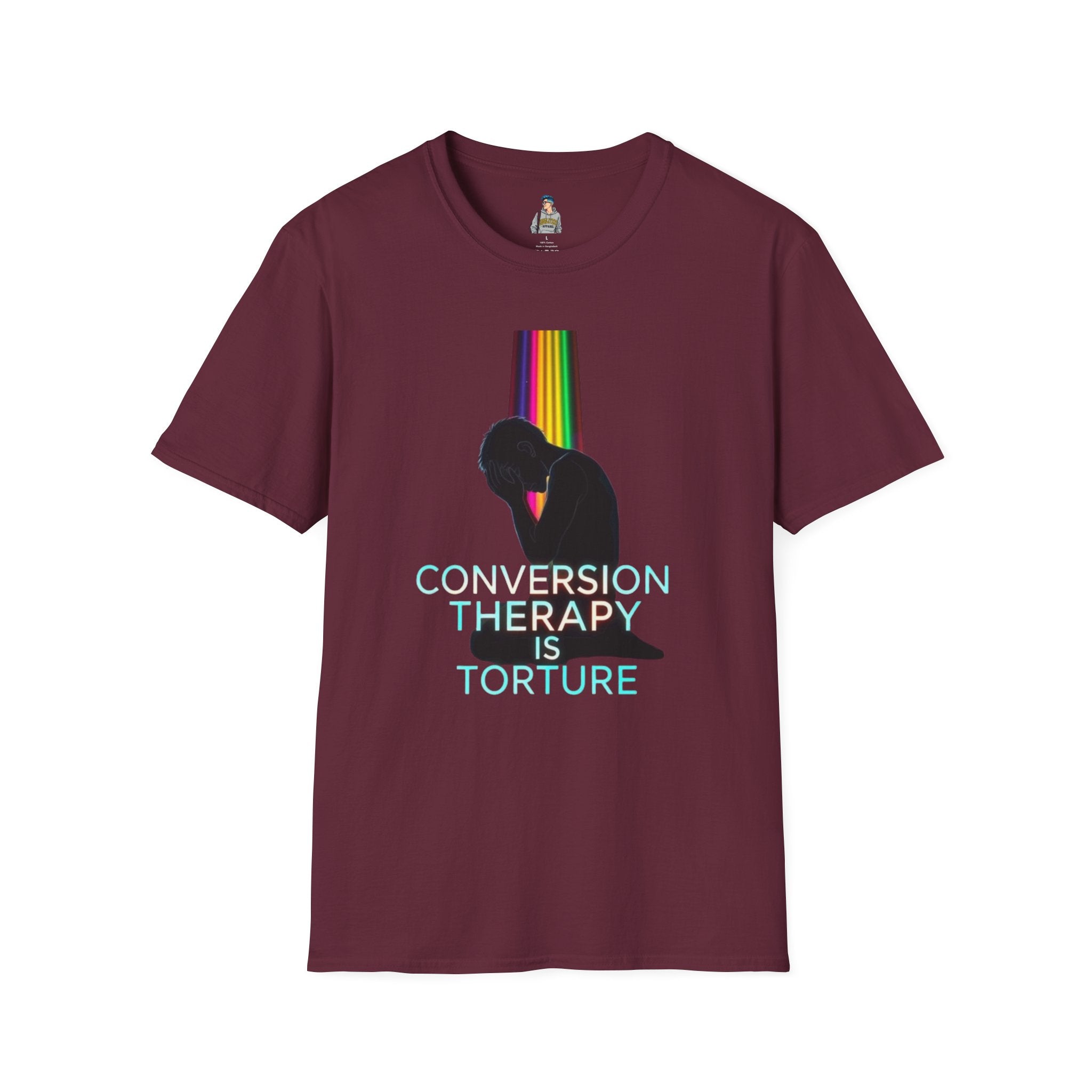 Unisex Softstyle T-Shirt: "Conversion Therapy is Torture" & "We All Belong" - LGBTQ+ Empowerment Tee