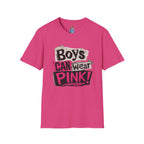 Boys Can Wear Pink T-Shirt — Bold Retro Feminist Graphic Tee