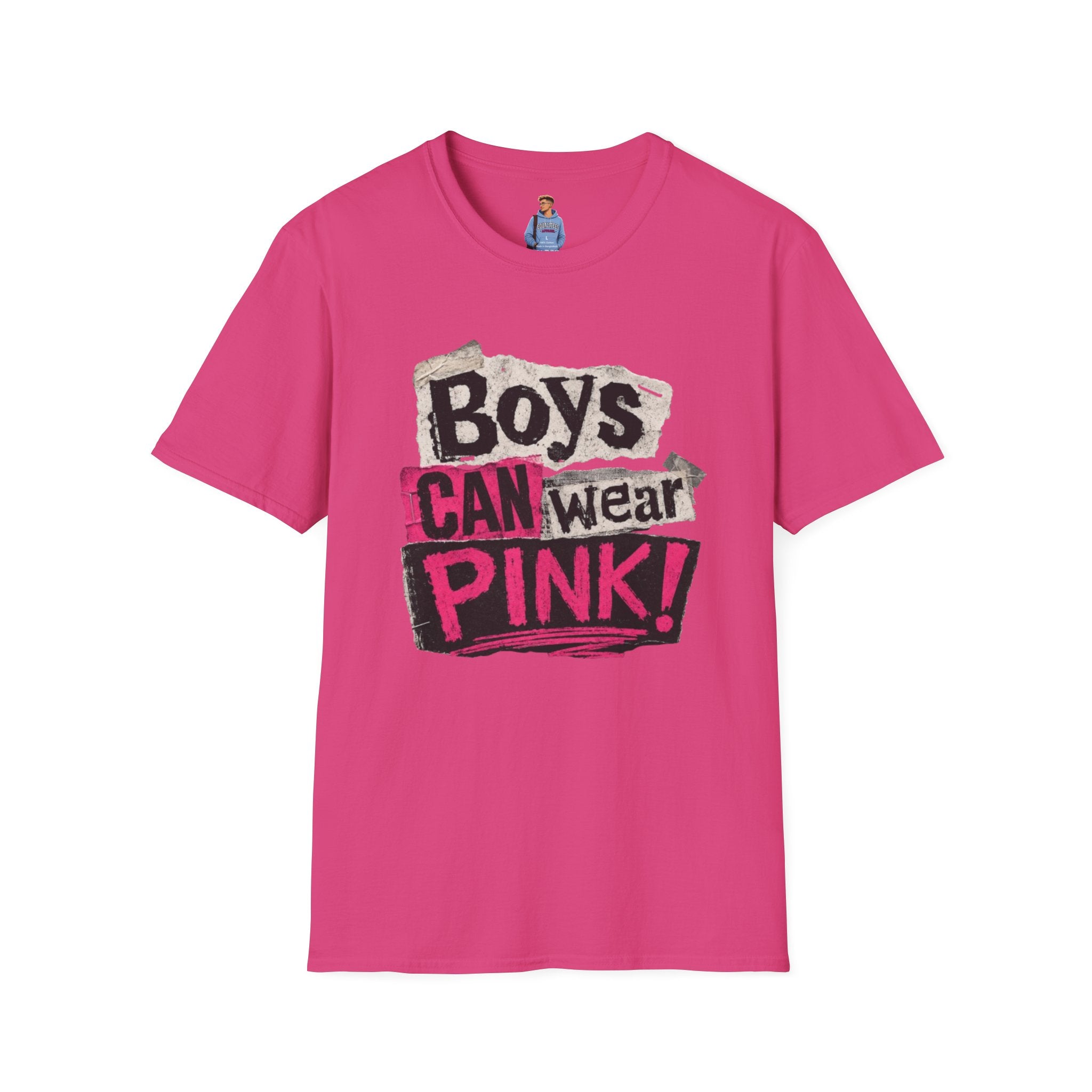 Boys Can Wear Pink T-Shirt — Bold Retro Feminist Graphic Tee