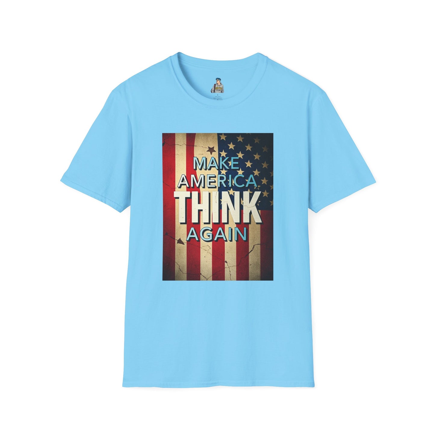 American Patriot Pride Unisex Softstyle T-Shirt, Make America Think Again Political Tee