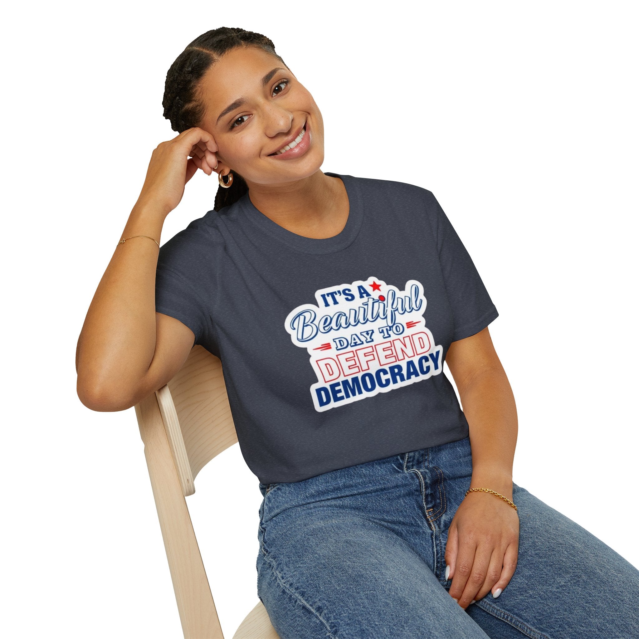 Defend Democracy Unisex Softstyle T-Shirt - Perfect for Activism and Everyday Wear