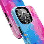 Android OR iPhone Compatible Cases - Pink and Blue Color Splash Design