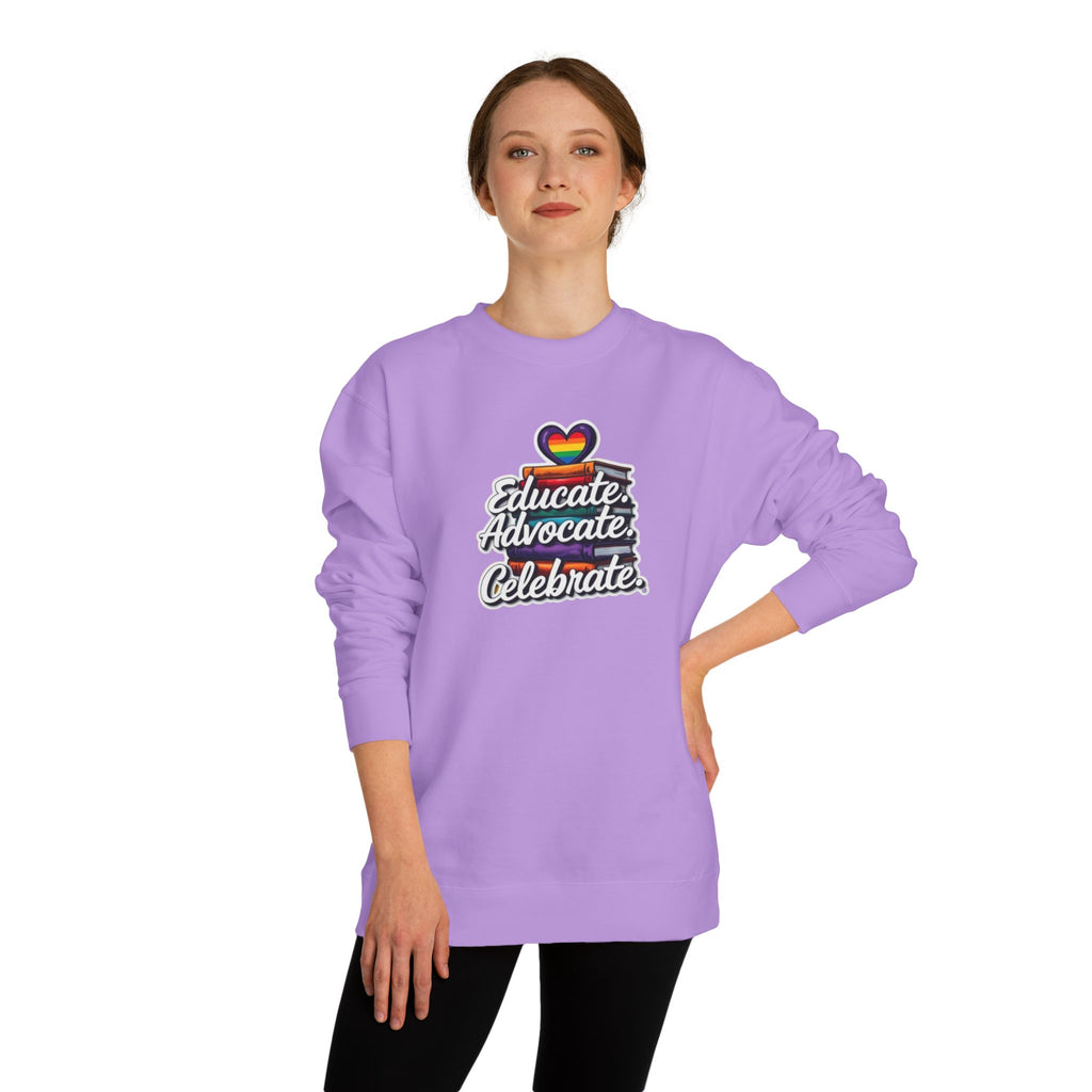 Educate, Advocate, Celebrate Unisex Crew Neck Sweatshirt - Empowerment Apparel