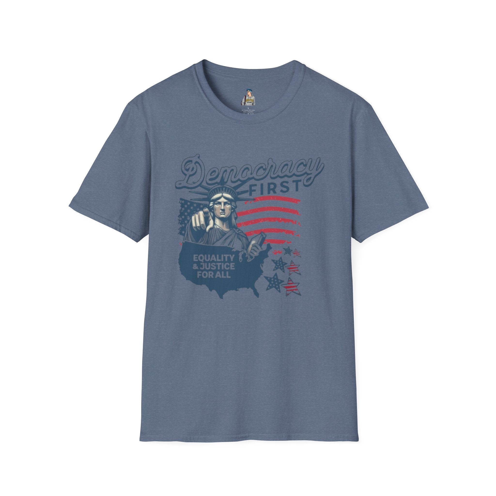 Democracy First T-Shirt | Unisex Softstyle Tee for Equality & Justice